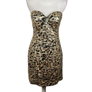 Milano Formals Black & Gold Sequin Special Occasion Prom Mini Dress Size 10